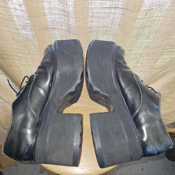 Vintage John Fluevog Women's Platform Shoes Size 9 Black Leather Lace Up Oxford - Picture 10 of 11